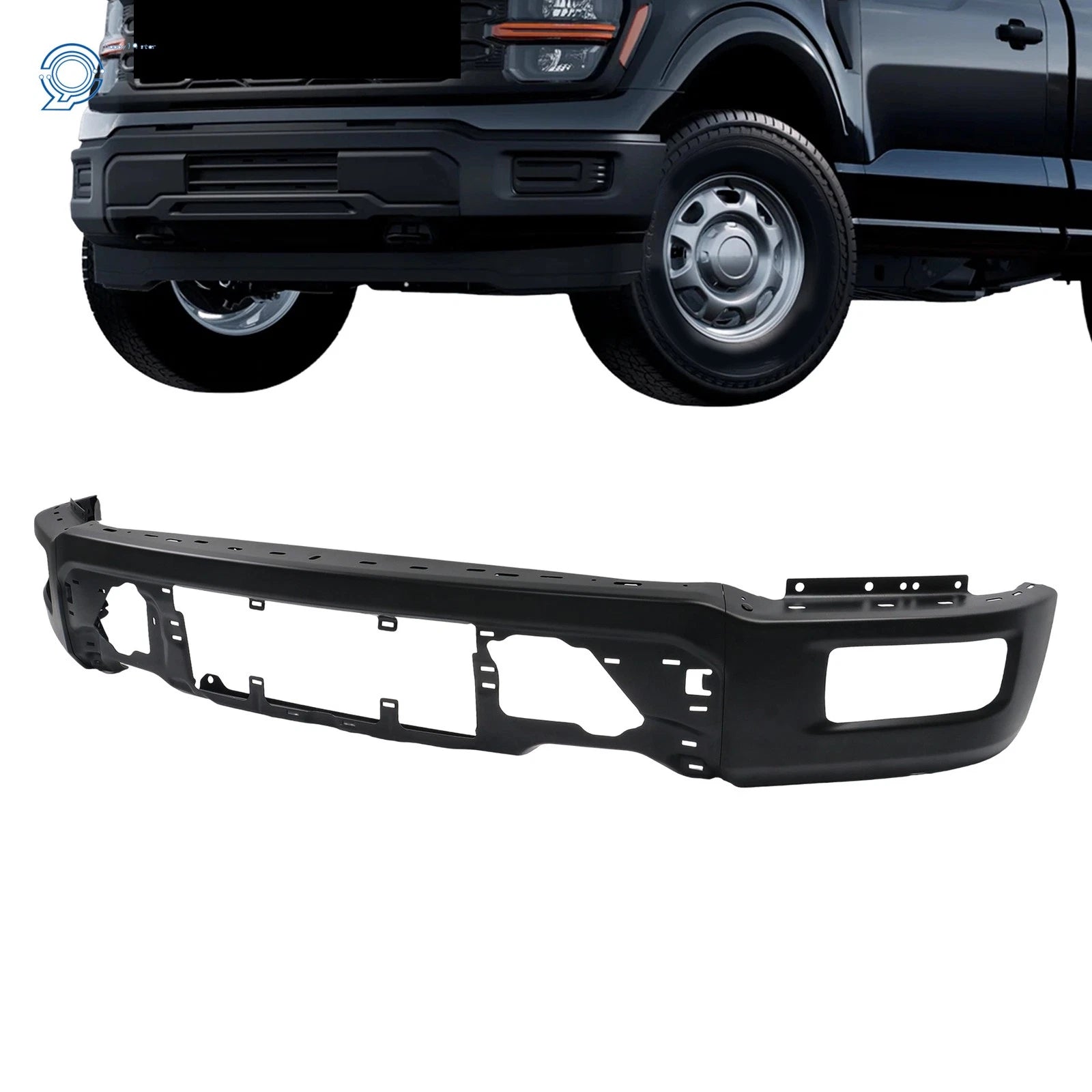 Front Bumper Face Bar for Ford F-150 (2024–2025) Black Steel W/o Sensor Hole