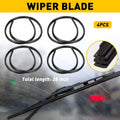 Set of 4 Universal 28" Silicone Frameless Wiper Blade Refill
