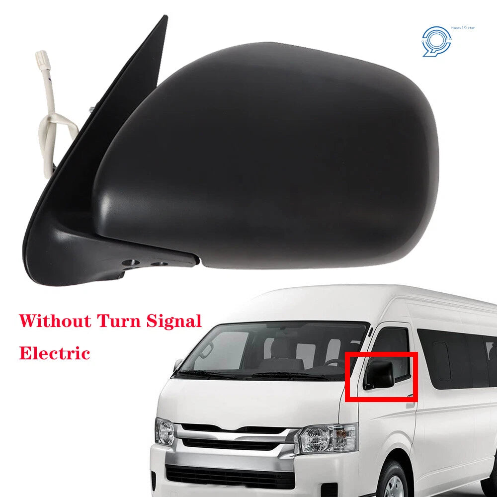 Electric Door Mirror for Toyota Hiace Van (2005–2013) Left Side Black Plastic