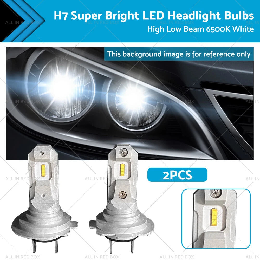 2X H7 LED Headlight Bulbs Conversion Kit (6500K White)
