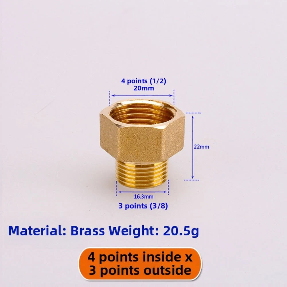 Brass Reducer 3/8 Male x 1/2 Female for Leak Resistance with Dual Sealing
