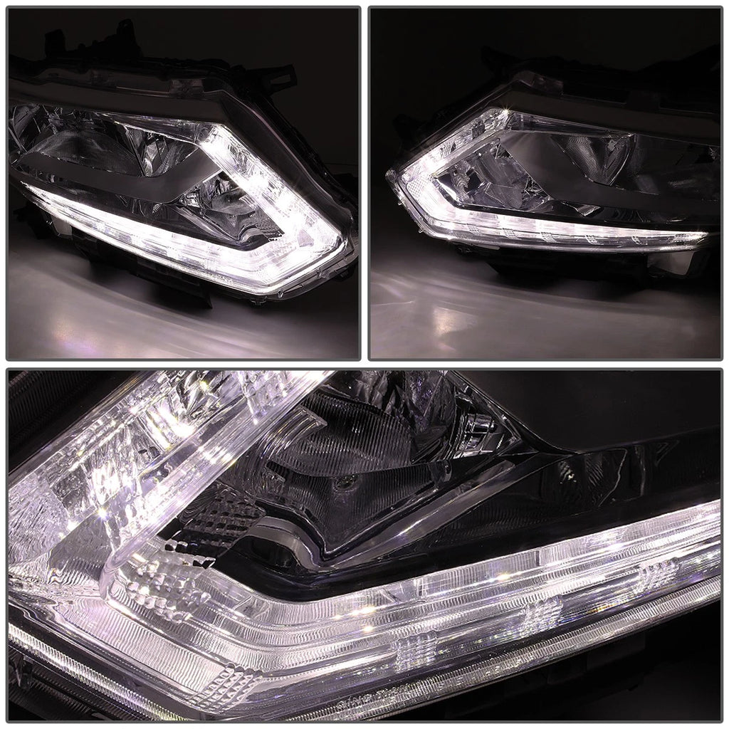 LED DRL Pair for Nissan Rogue (2014–2016) Chrome/Amber Side Headlight