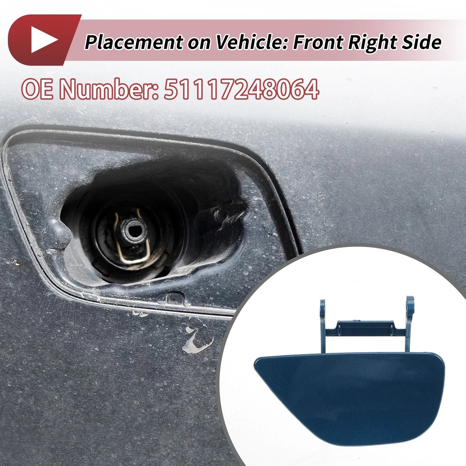 Front Right Washer Nozzle Cover Cap for BMW 535i GT (2010-2017) Blue