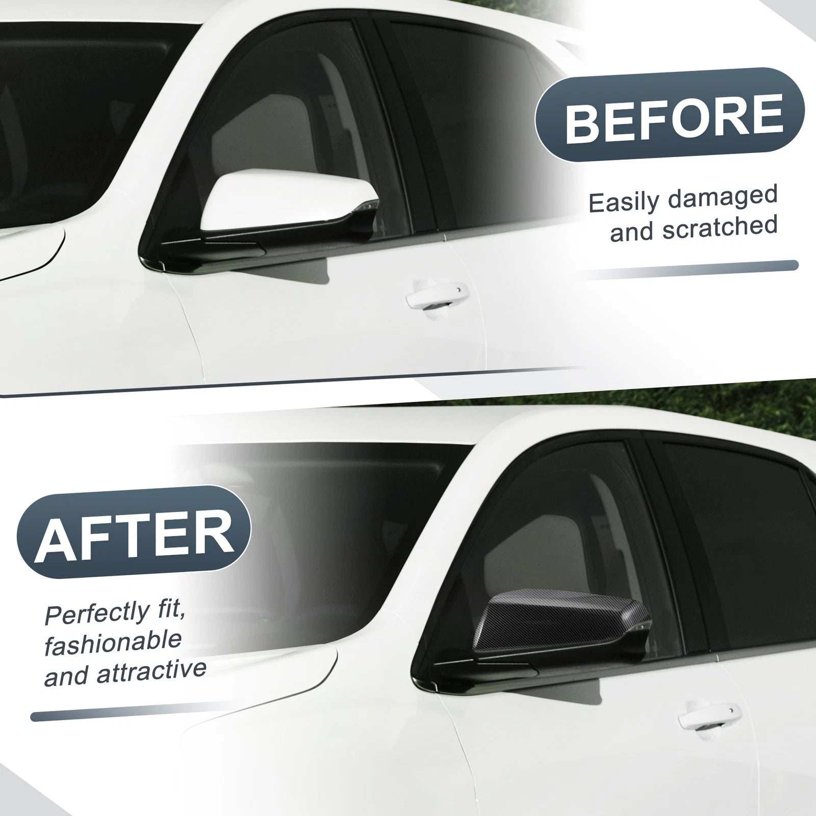 Set of 2 Rearview Mirror Cover Caps Black Carbon Fiber for Chevy Equinox (2010–2017)