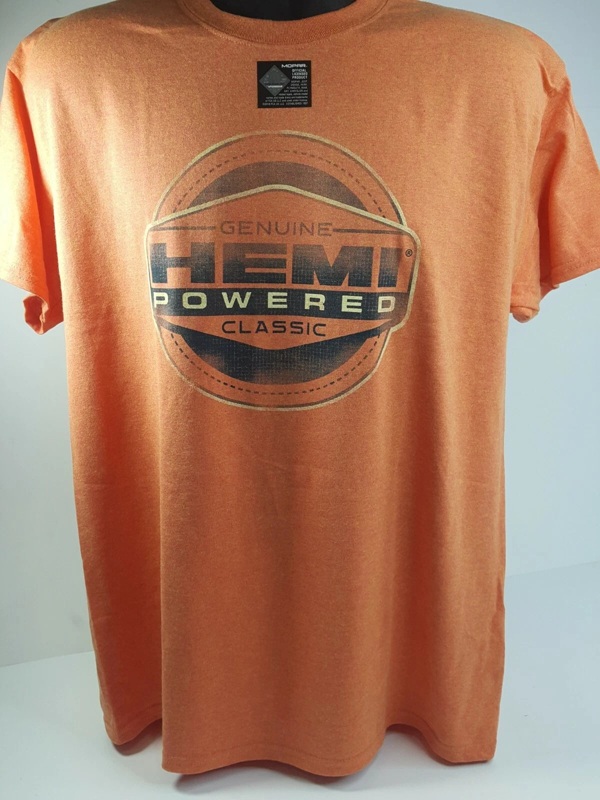 Orange T-Shirt HEMI Powered Genuine Classic Emblem for Dodge Charger (1970–1971)