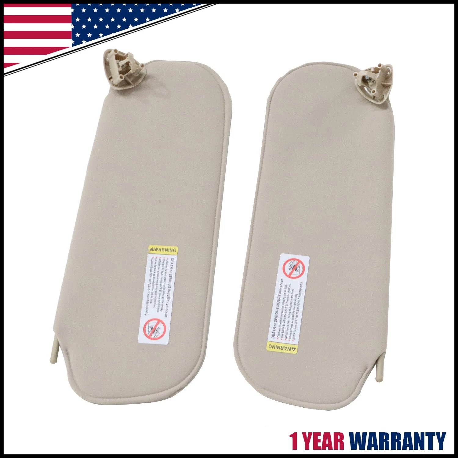 Pair Beige Sun Visor for Chevy GMC Express Savana (2003–2019)