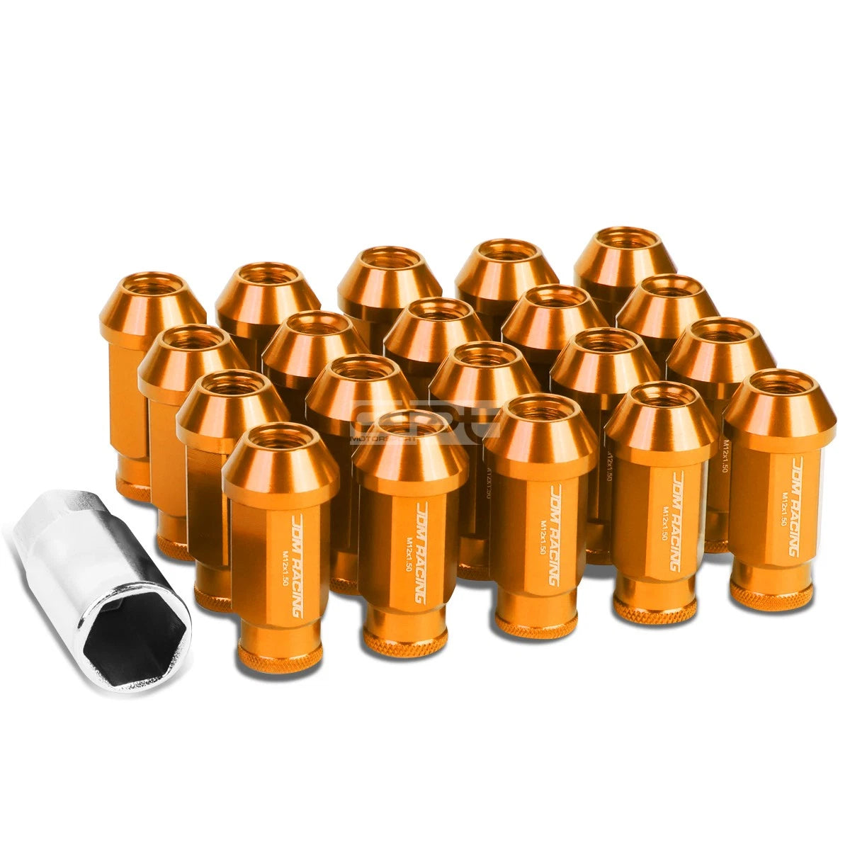 20X M12 X 1.5 Locking Lug Nuts for Racing Wheels - Acorn Tuner - Orange