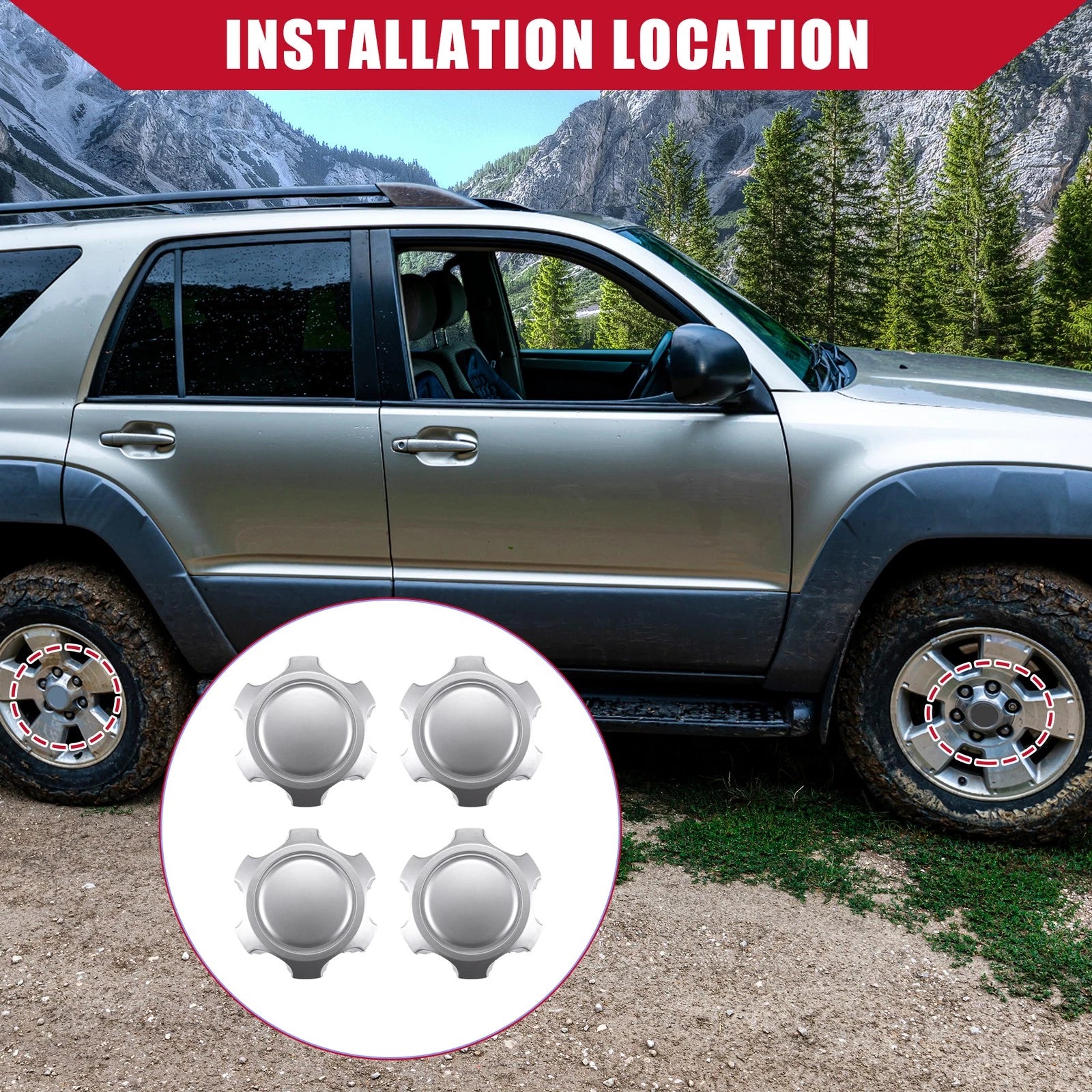 Set of 4 Wheel Hub Center Caps for Toyota 4Runner (1996–2002) NO.4260304030