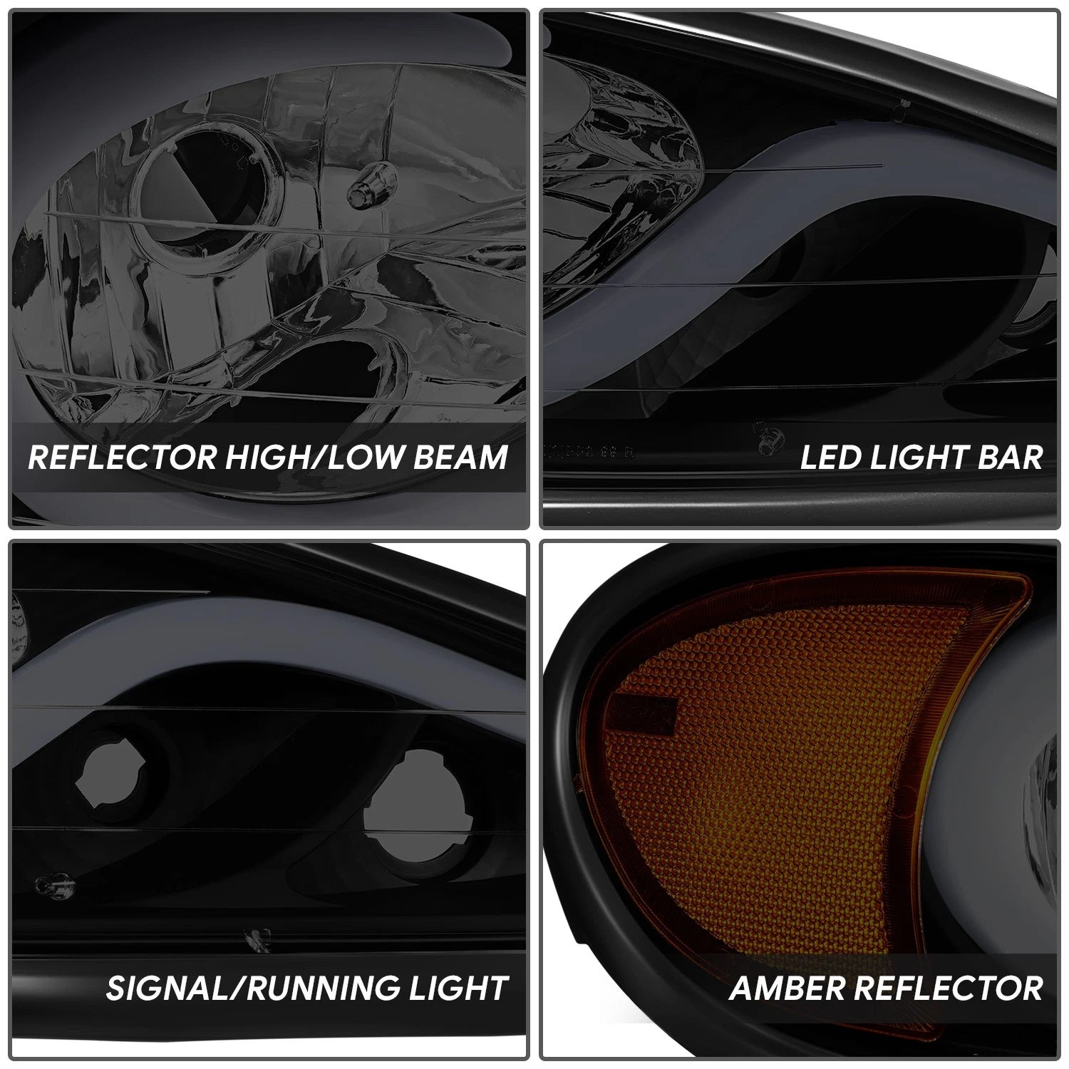 LED DRL for Pontiac Grand Am (1999–2005) Smoked Housing Amber Side Lamp