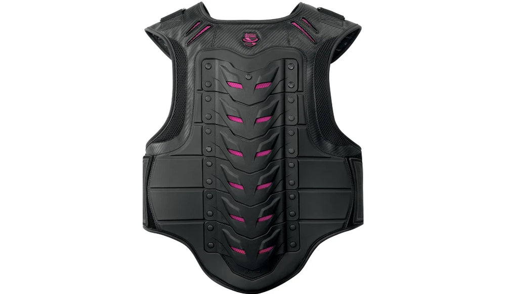 Women's Black/Pink Icon Field Armor Stryker Motorcycle Vest (All Sizes)