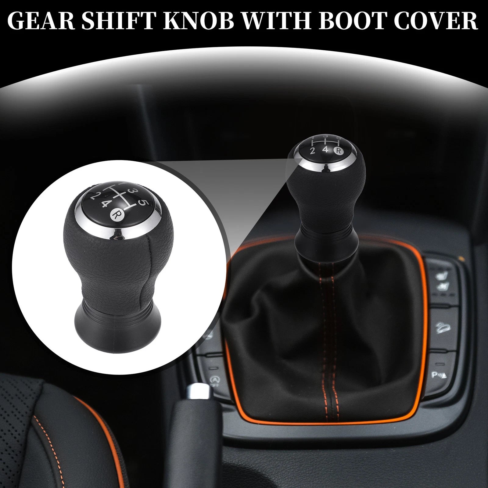 5 Speed Manual Gear Shift Knob for Toyota Yaris (2005–2010) Faux Leather Black