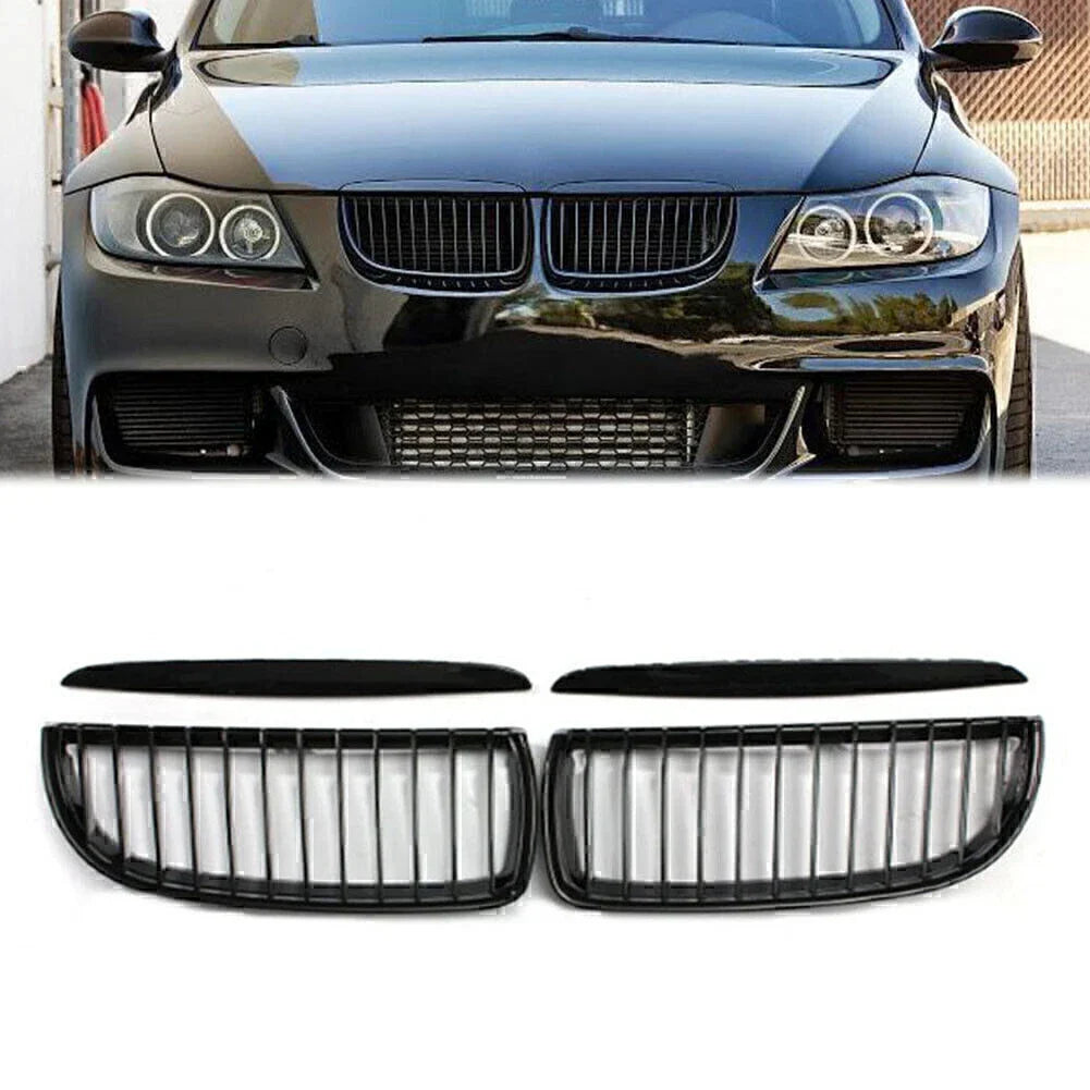 Black Glossy Front Kidney Grilles for BMW E90 Sedan/Wagon (2005-2008)