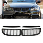 Black Glossy Front Kidney Grilles for BMW E90 Sedan/Wagon (2005-2008)