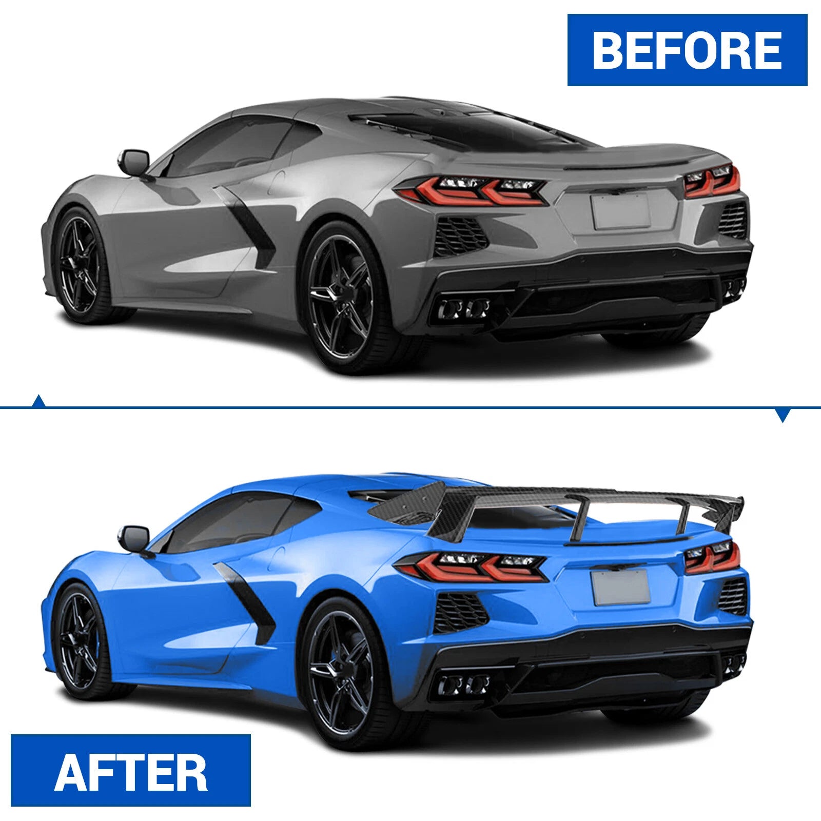 Carbon Fiber Style Rear High Wing Trunk Spoiler for Chevy Corvette C8 (2020–2025)