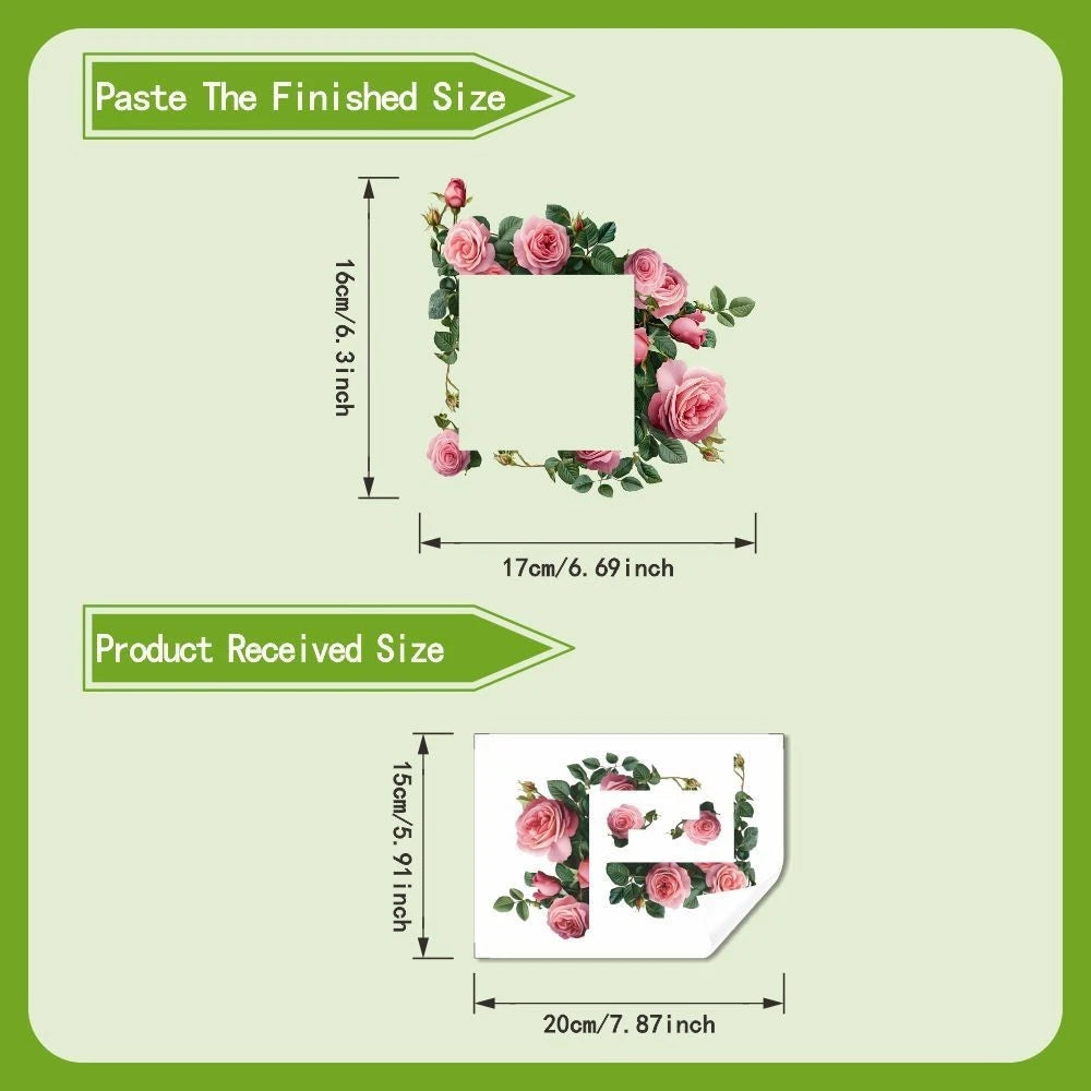 Waterproof PVC Pink Rose Wall Sticker for Outlet (20 x 15 cm)