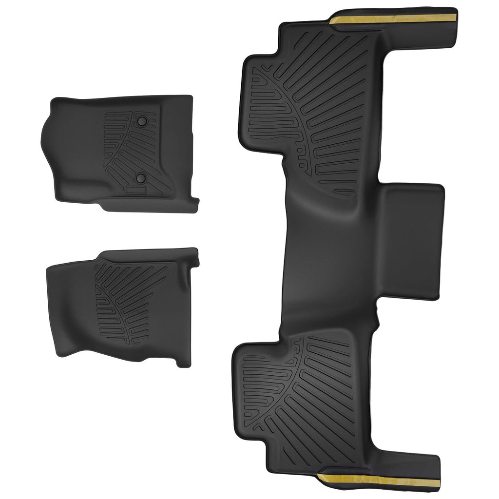 Set of 3 Rubber Floor Mats for Chevrolet Tahoe GMC Yukon (2015–2020) Black