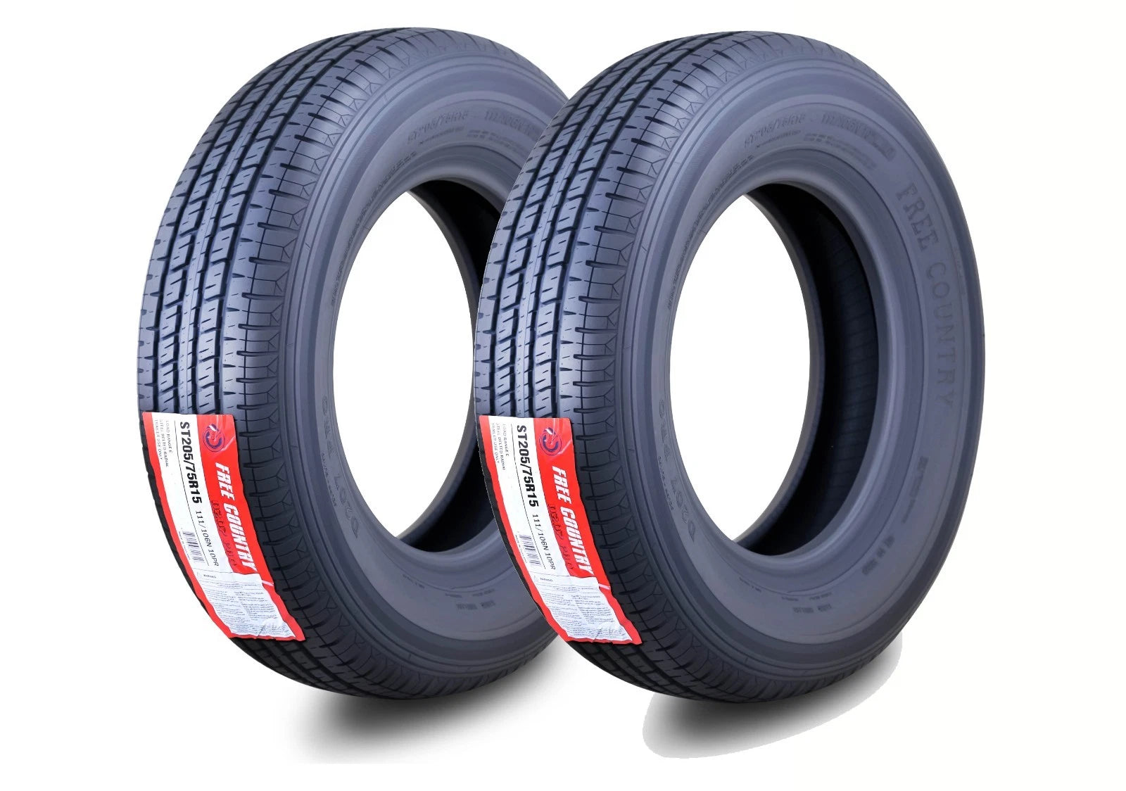 2PC ST205/75R15 Trailer Tires for Free Country (10PR, Heavy Duty, LRE)