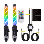2X LED Spiral Fat Whip Lights Antenna RGB Chase for Jeep UTV ATV