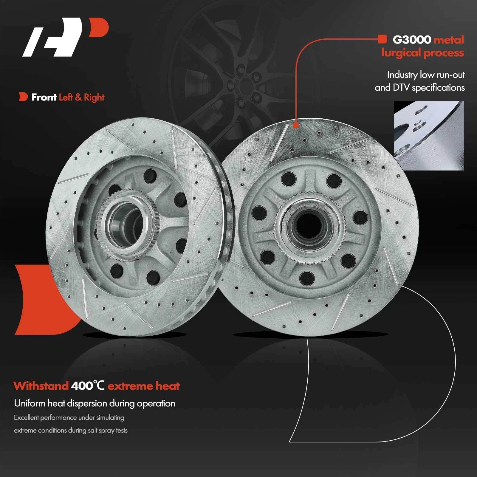 Front Drilled Brake Rotors & Ceramic Pads for Ford F-150 (2000–2003)