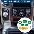 Set of 5 AC Gear Shift Headlight Media Knob Covers for Dodge RAM (2013–2017) Green