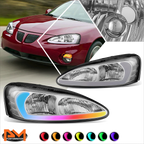 RGB LED Light Bar Headlights for Pontiac Grand Prix (2004–2008) - Chrome Housing