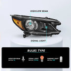 Headlight Assembly Pair for Honda CR-V (2012–2014) - Black, Amber Corner Lamps