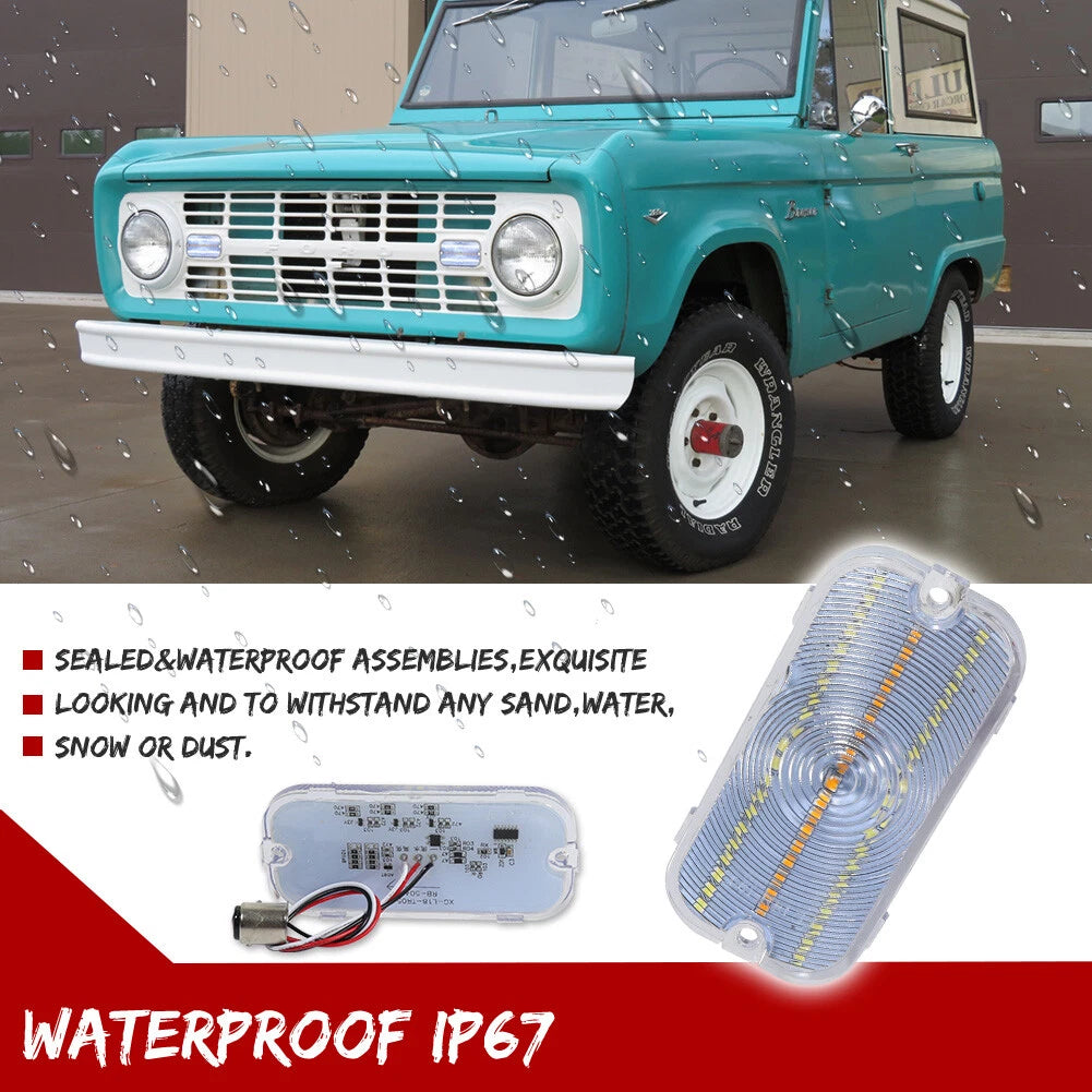 Clear Switchback LED DRL Signal Lights for Ford Bronco (1966–1968)