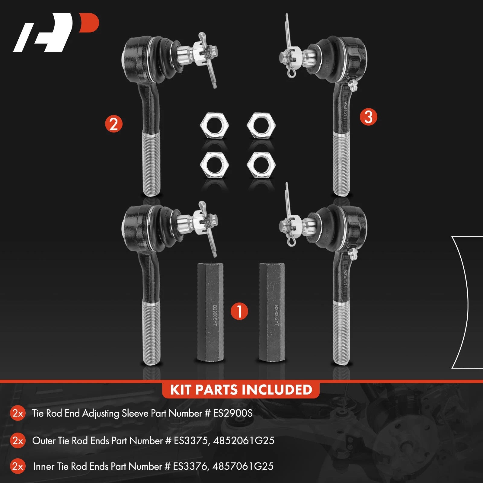 6X Tie Rod End Kit for Nissan Pickup (1995–1997) 4WD