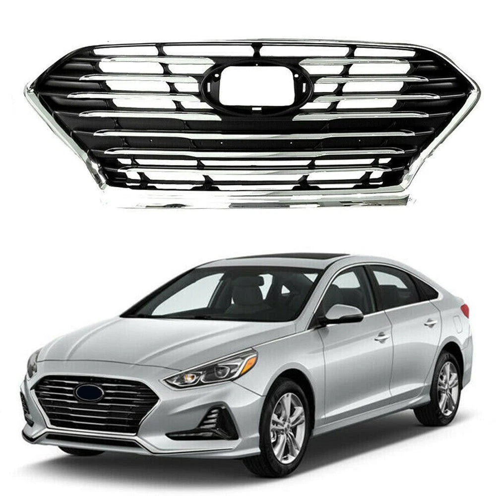 Front Bumper Grille for Hyundai Sonata (2018–2020) Chrome Replacement