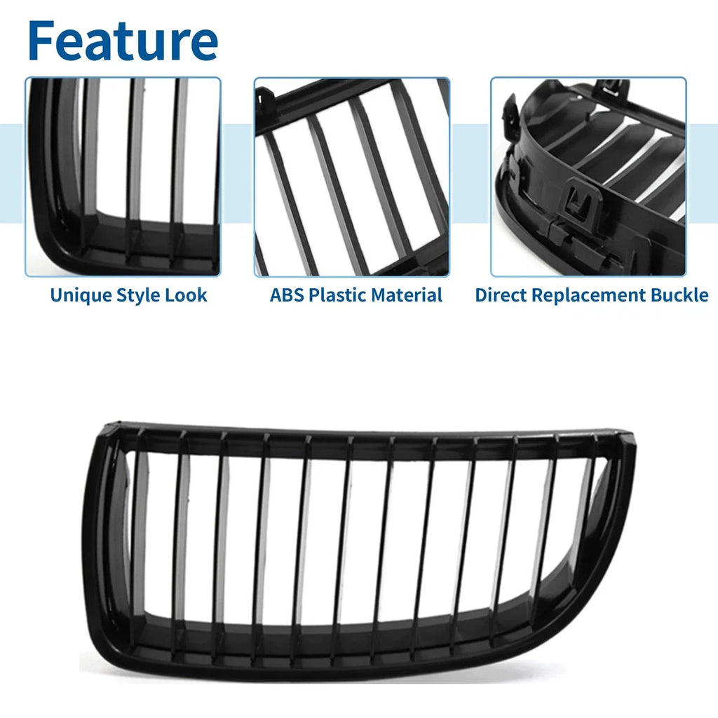 Matte Black Front Hood Bumper Grille for BMW 325i E90 (2005-2013)