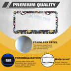 Floral License Plate Frame for Rust-Proof 12x6 Inch Standard Plates for Car (-)