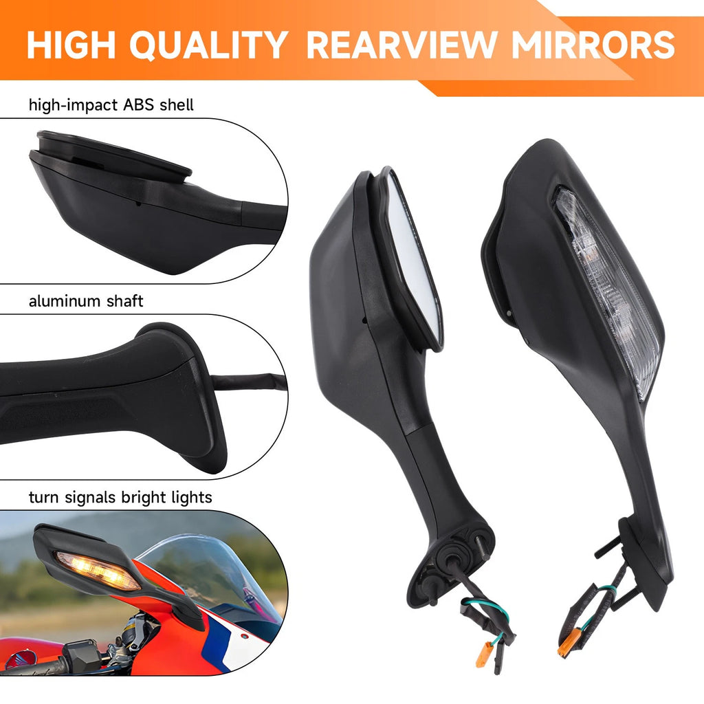 ABS Rearview Mirrors w/LED Turn Signal for Honda CBR1000RR (2017–2025)