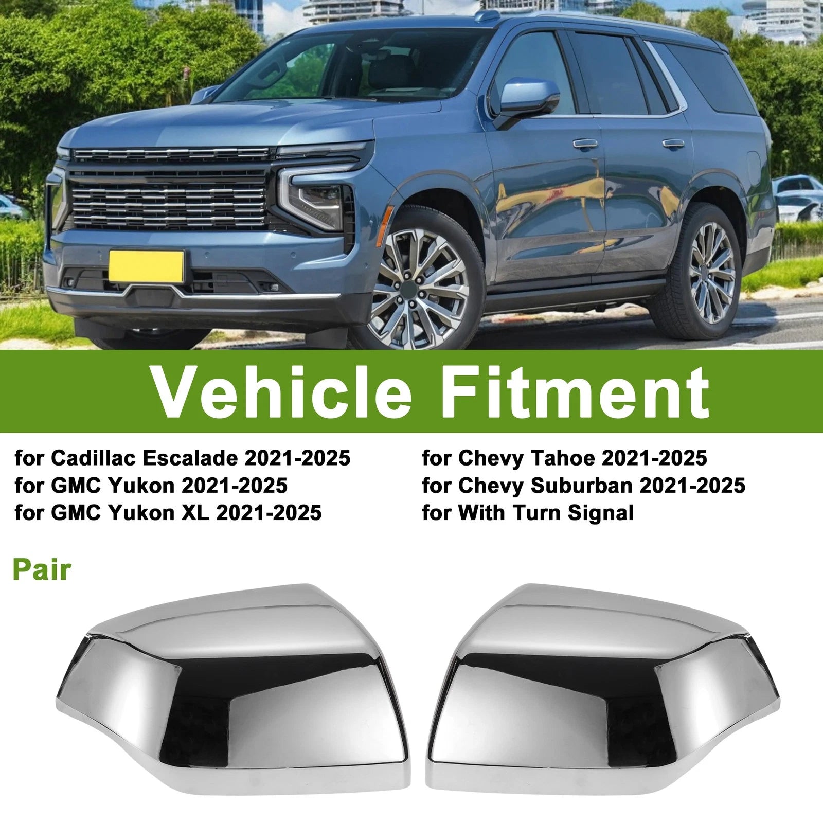 Set of 2 Side Mirror Cover Caps for Cadillac Escalade (2021–2025)