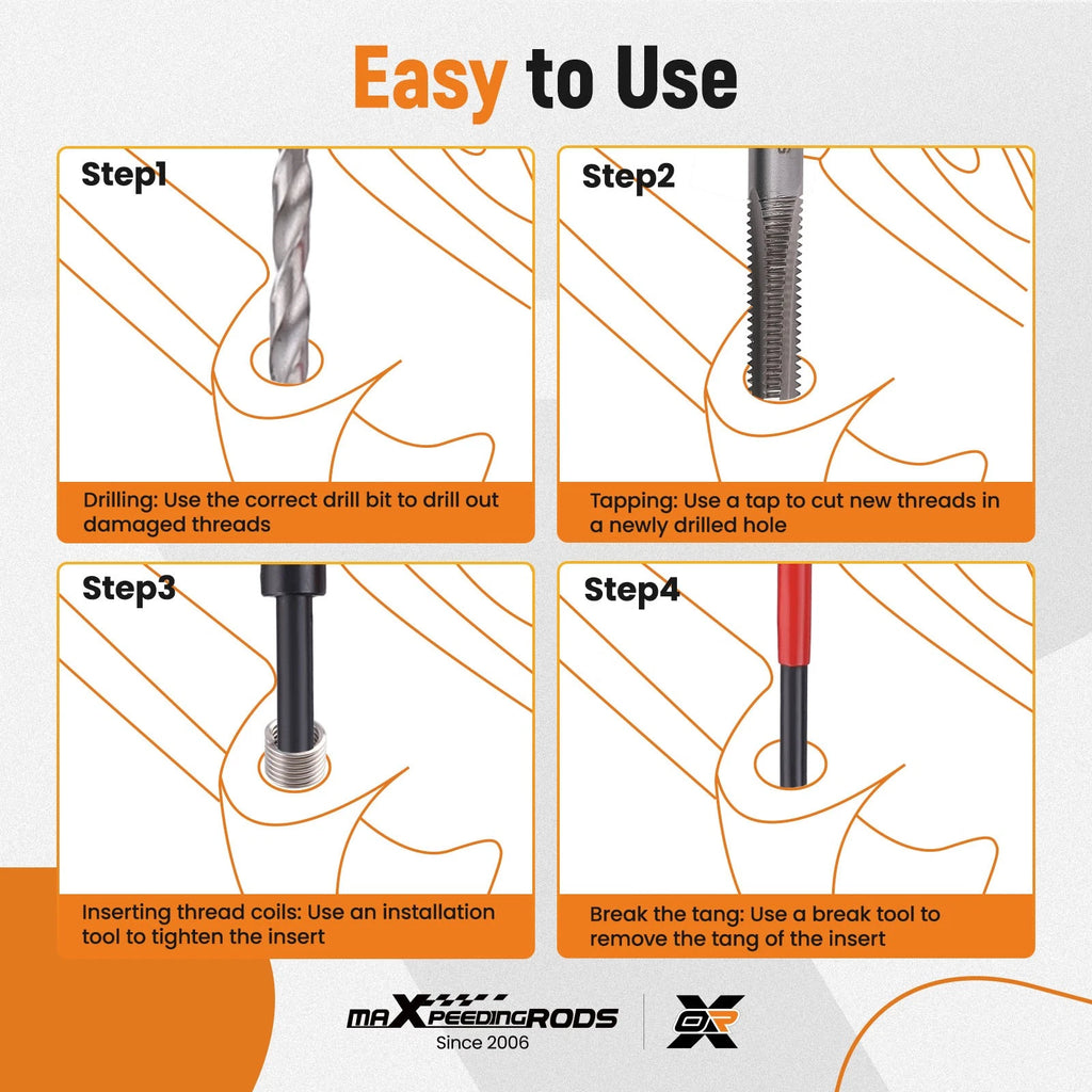 Thread Repair Kit for SAE and Metric Vehicles (Includes HSS Drill Bits)