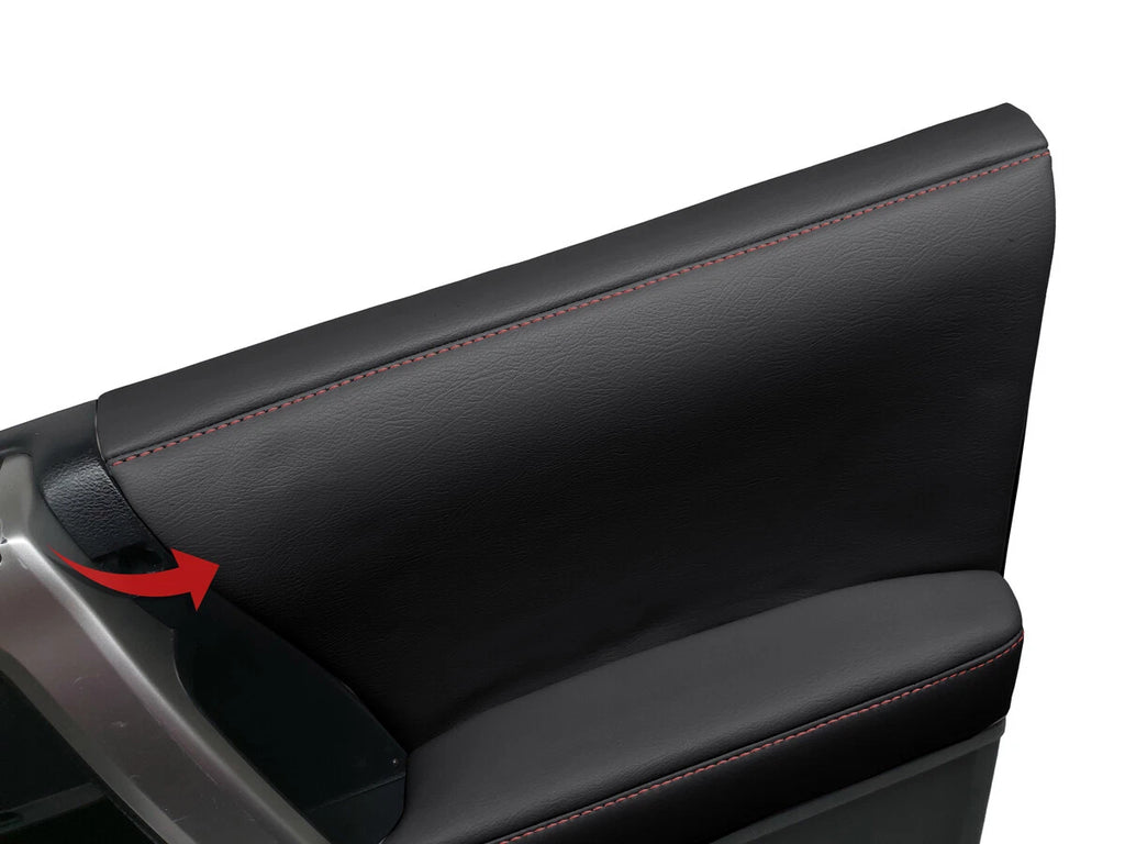 Door Panel Cover for Toyota 4Runner (2010–2020) PVC Leather Red Stitch