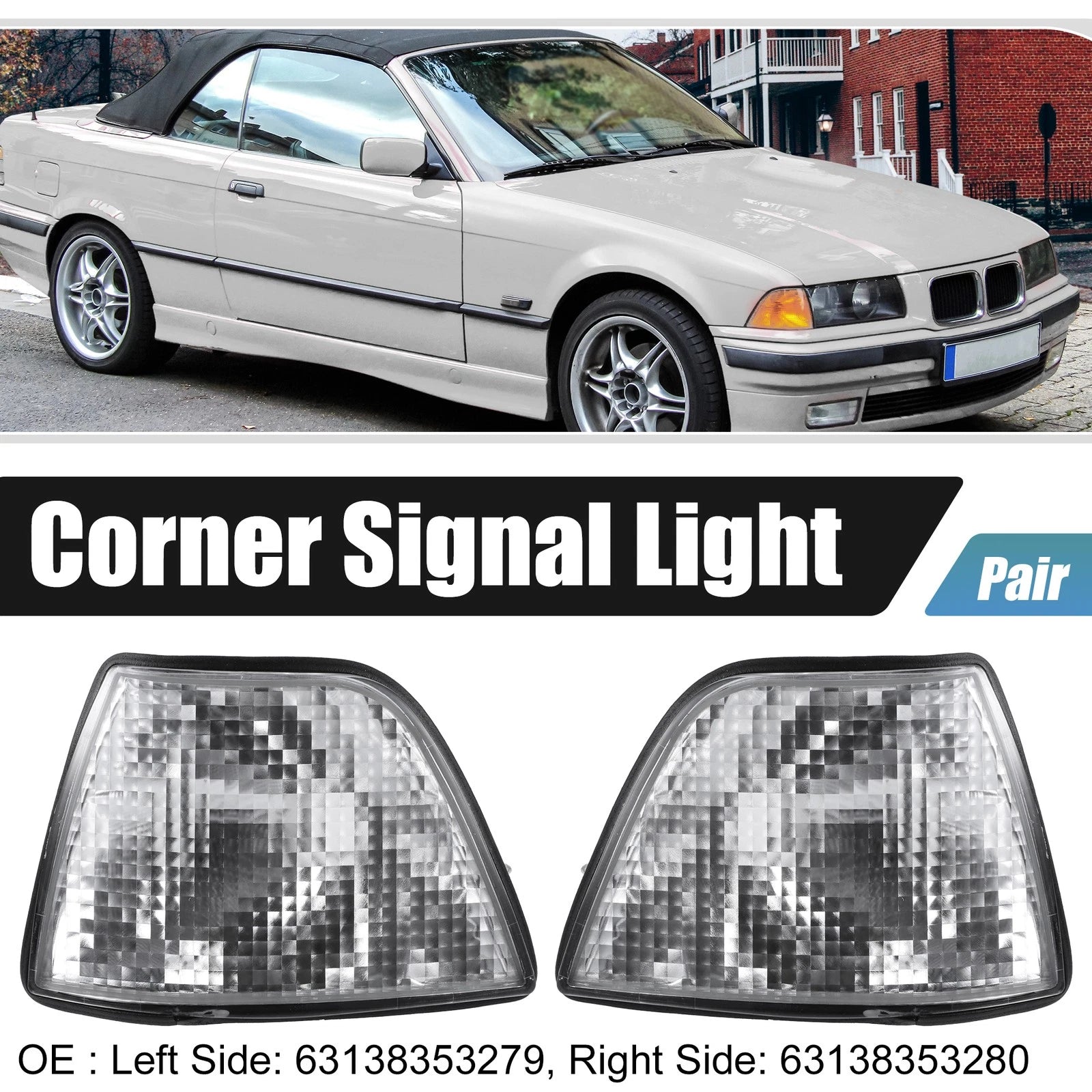 Pair Clear Turn Signal Light for BMW E36 3 Series (1992–1998)