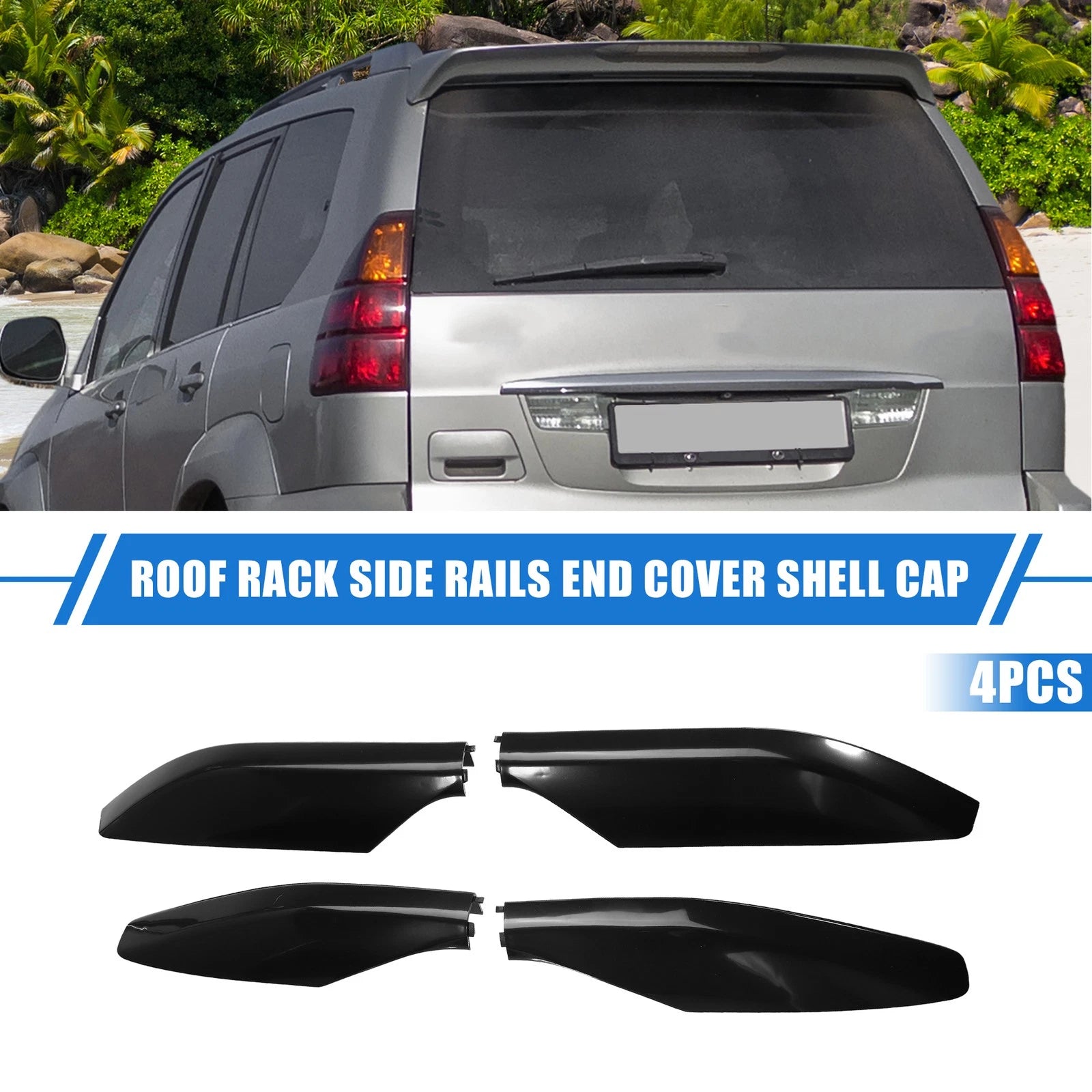 Set of 4 Roof Rack Side Rails End Cover Shells for Lexus GX470 (2003–2009) Black