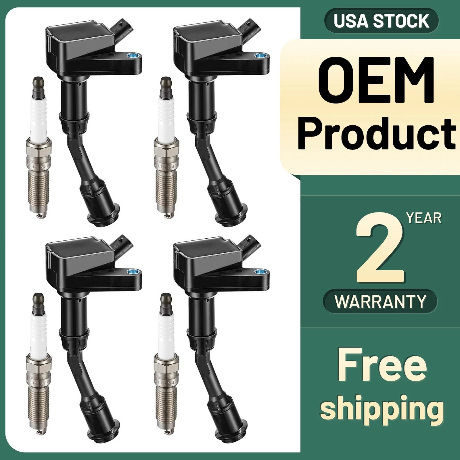 Ignition Coil Pack and Spark Plugs for 2017–2019 Ford Escape 1.5L (4)