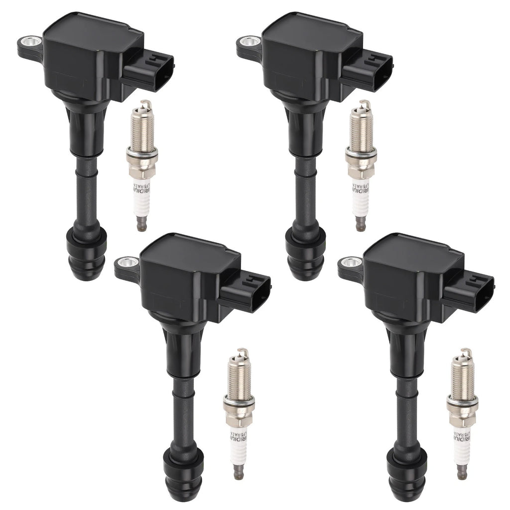 Set of 4 Ignition Coils with Spark Plugs for Nissan 2.5L (2002–2006)
