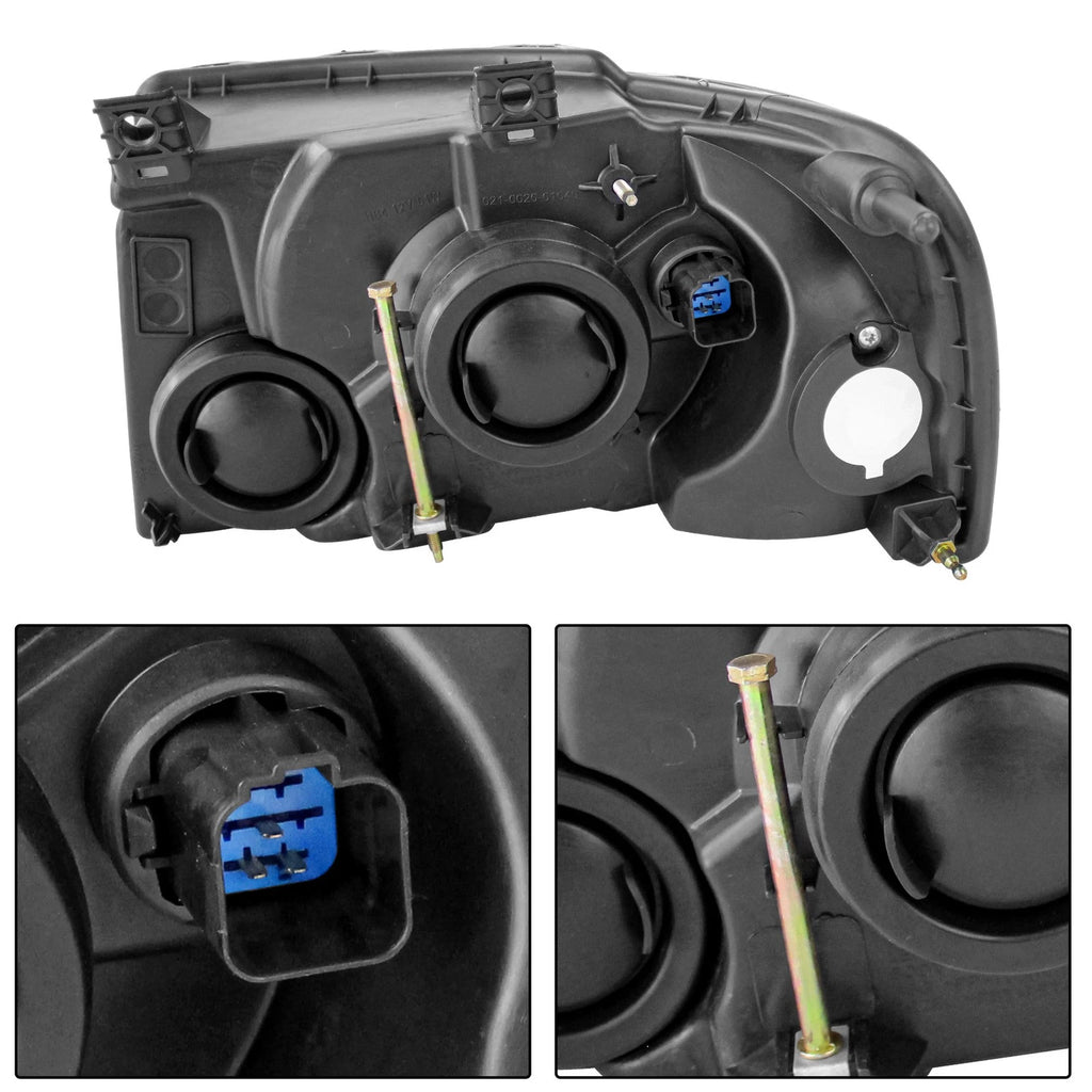 Set of 2 Headlight Assemblies Black for Ford Expedition (2003-2006)