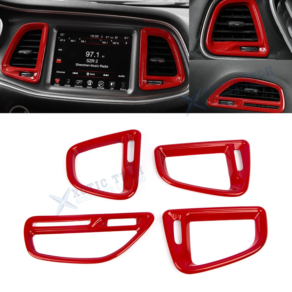 Glossy Red Center Console Air Vent Outlet Trim for Dodge Challenger (2015–up)