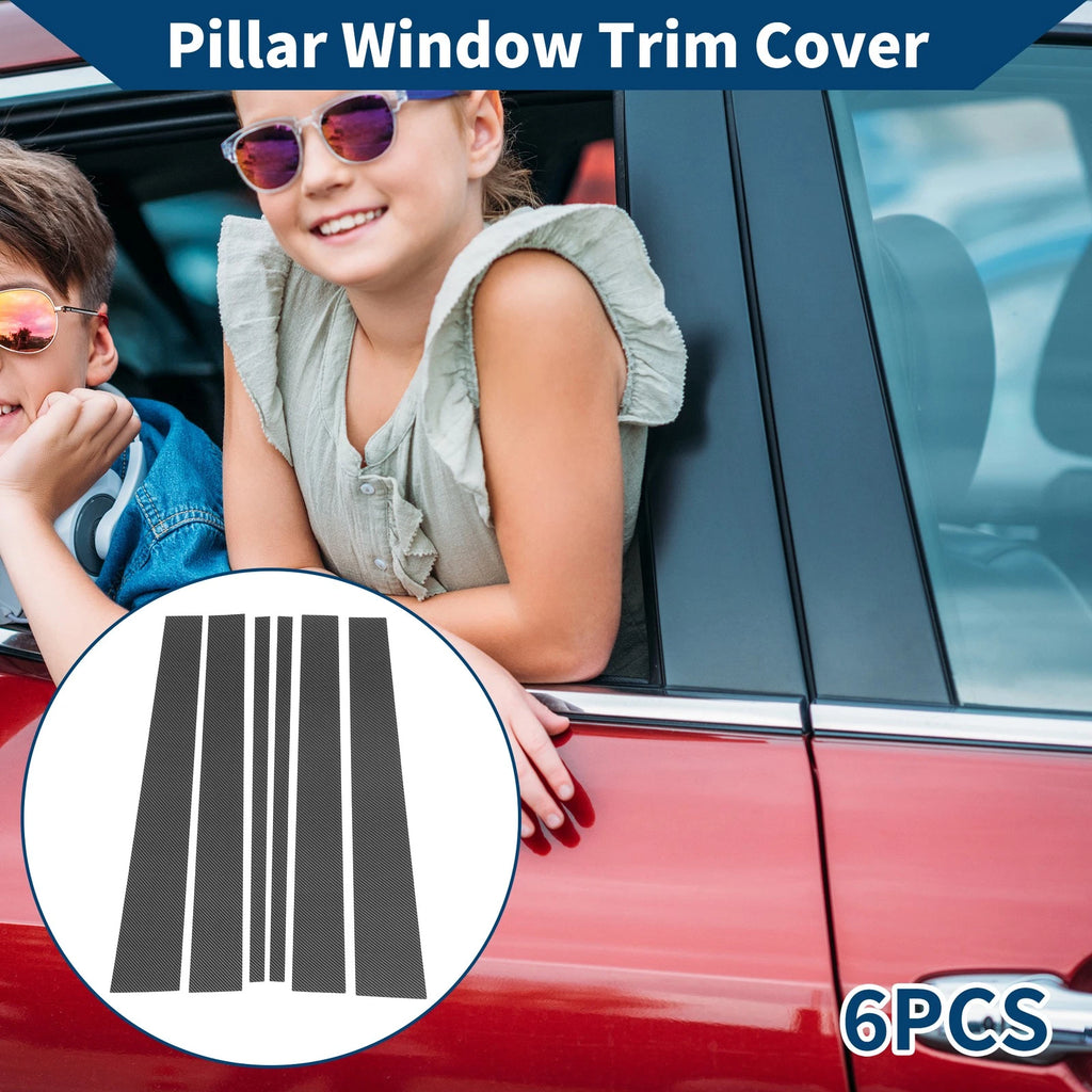6 Pcs Door Pillar Window Trim for Ford Expedition (2018–2023) Carbon Fiber