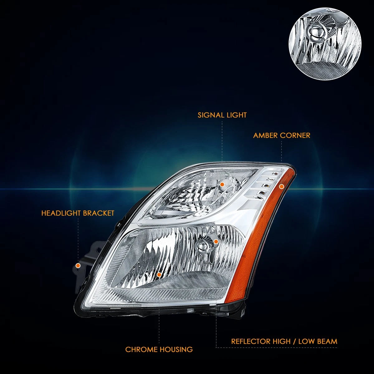 Left Side Headlight Lamp Chrome for Nissan Sentra (2010–2012)