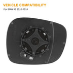 Driver Side Mirror Glass Heated with Backing Plate LH for BMW X3 (2011-2014)