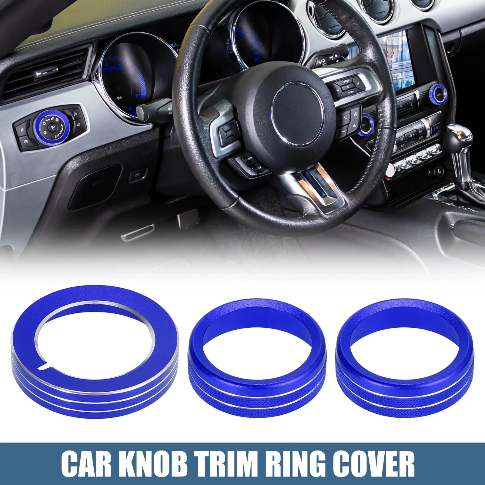 Set of 2 Headlight Volume Control Button Trim Covers for Ford Mustang 