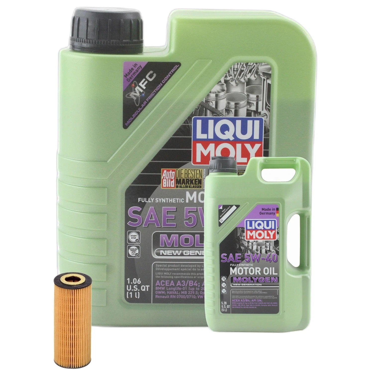 6L Engine Oil Change Kit 5W-40 for Audi A4 - Liqui Moly, Hengst