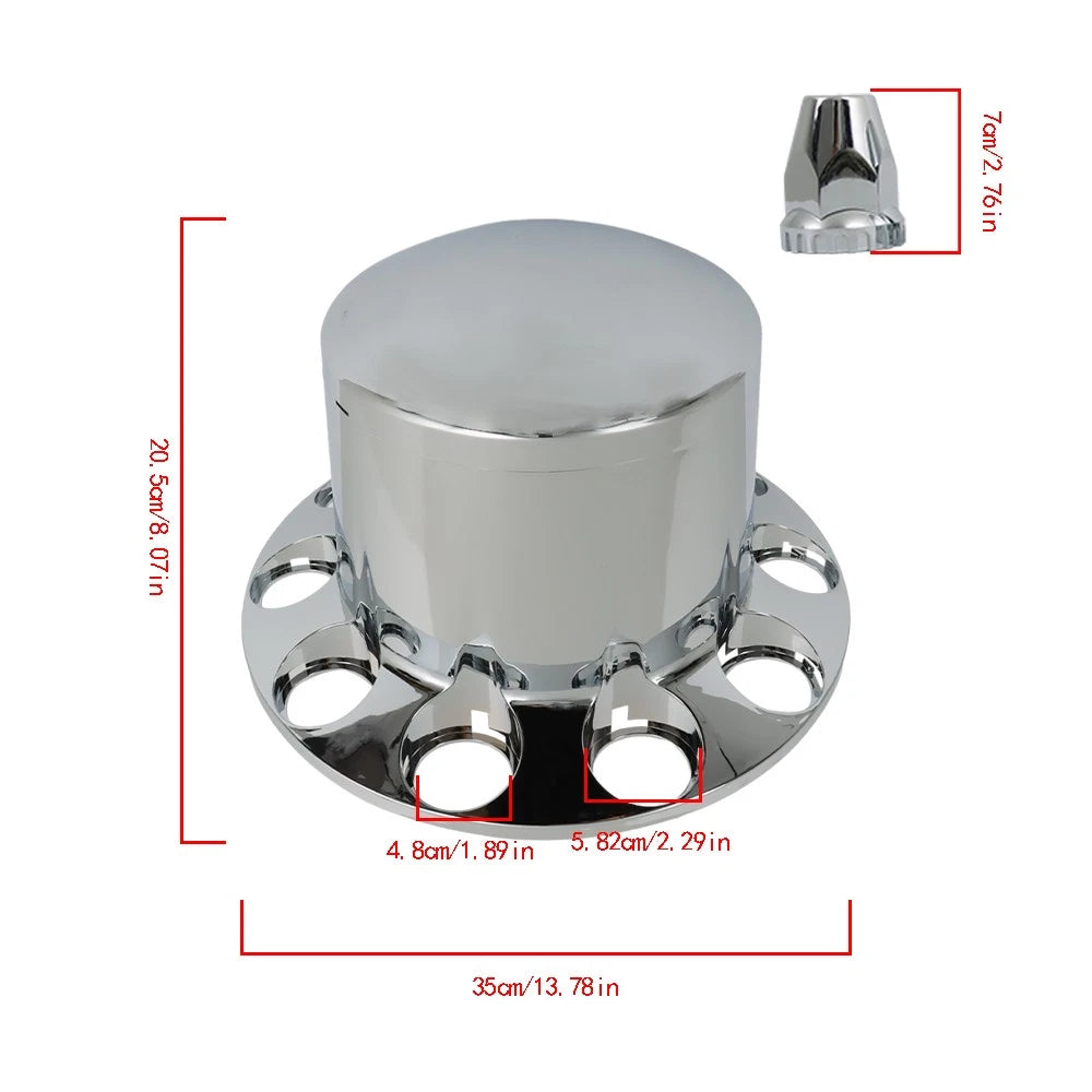 Set of 4 Rear Chrome Wheel Axle Hub Covers for Semi Trucks