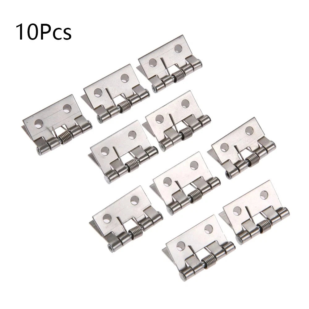 10x Silver Mini Spring Butt Hinge for Dollhouse Jewelry Chest (26x31mm)