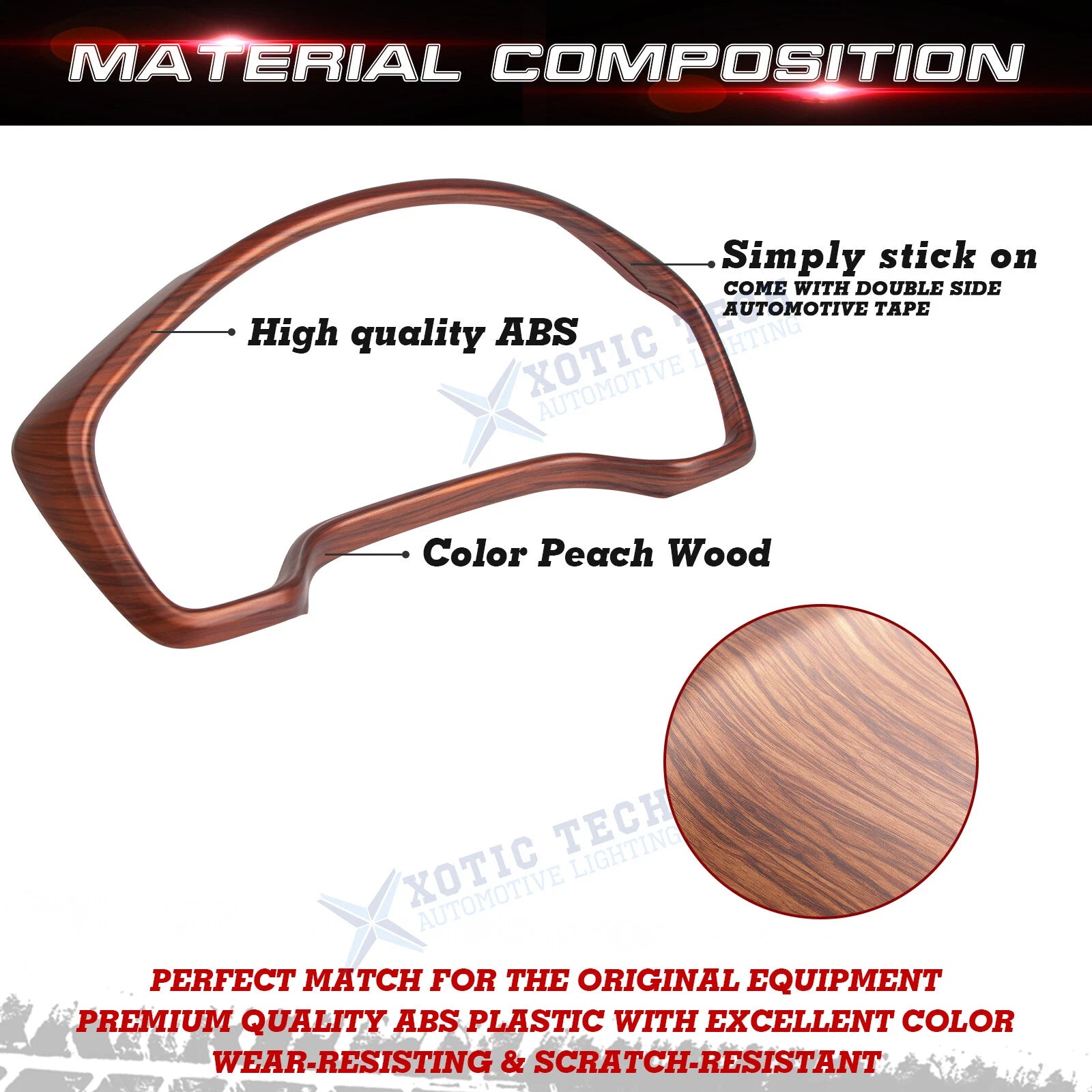 Peach Wood Grain Dashboard Instrument Frame Cover Trim for Honda CR-V (2017-2022)