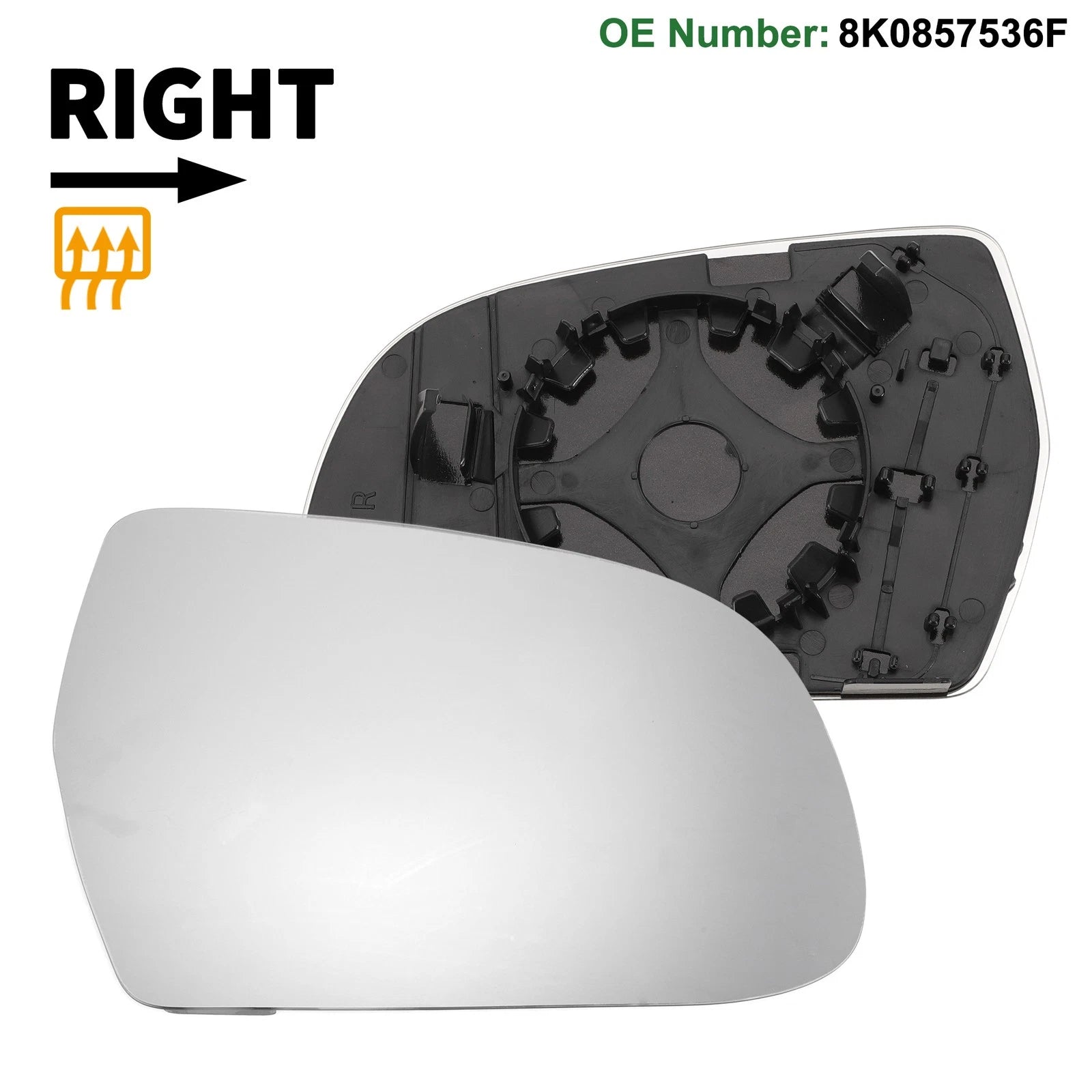 Heated Right Side Mirror Glass for Audi A3 A4 A5 (2010–2013)